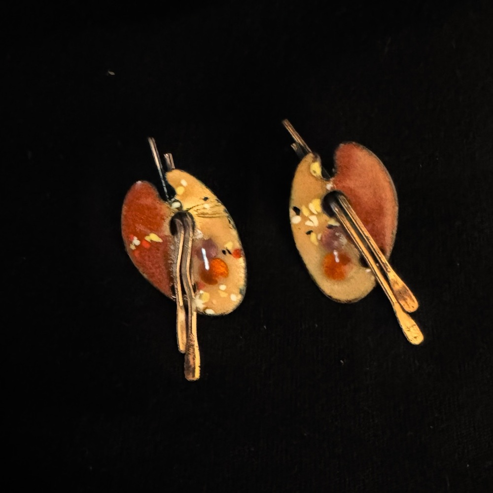Vintage Renoir Copper Enamel Clip-On Earrings – Mid-Century Modern